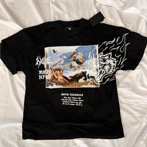 Black Graphic T-Shirt with Mythical Print